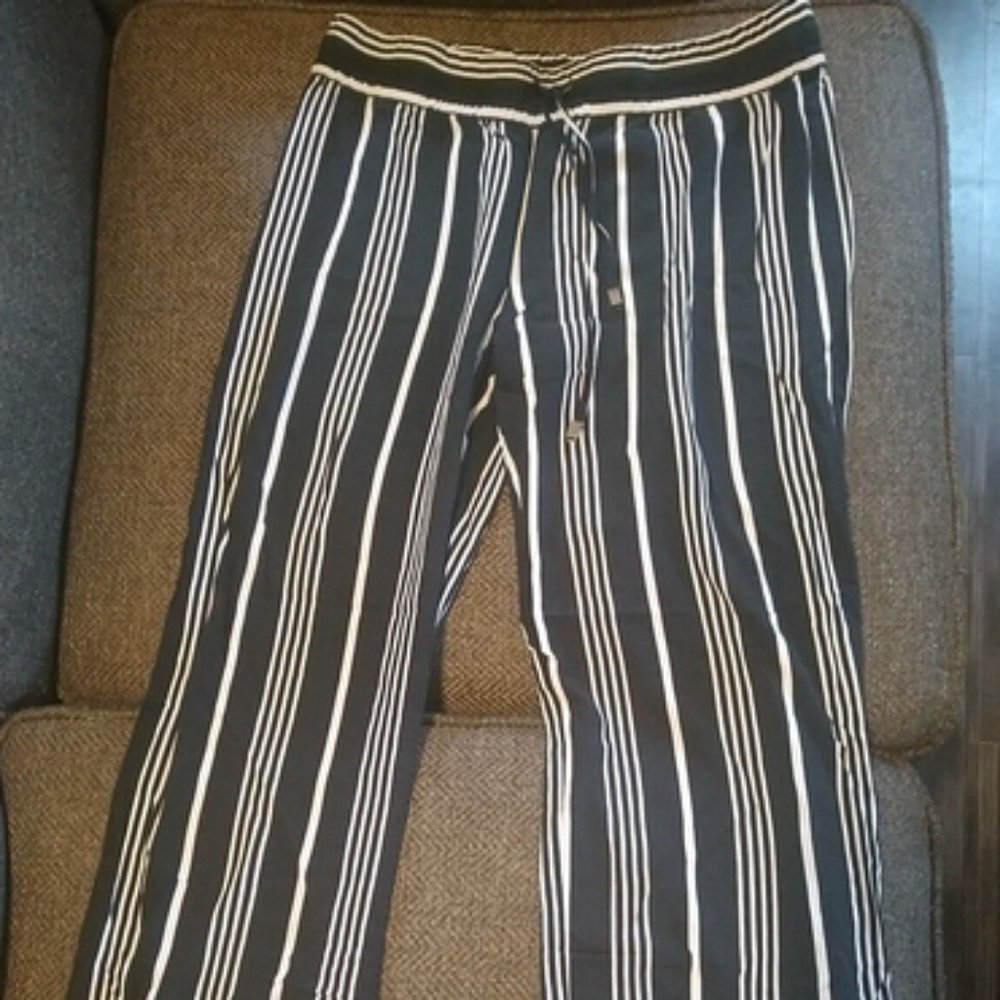 Women's Cynthia Rowley Stripe Waist Tie Pants Rayon Wide Leg size medium